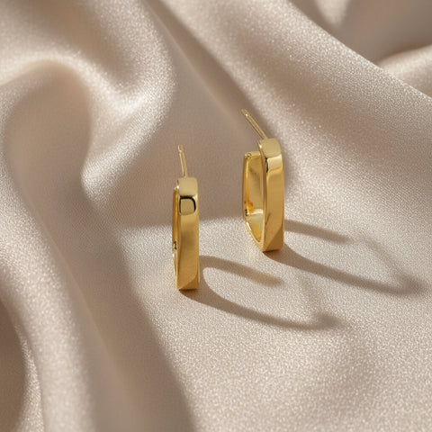 Goud vergulde rechthoekige oorbellen