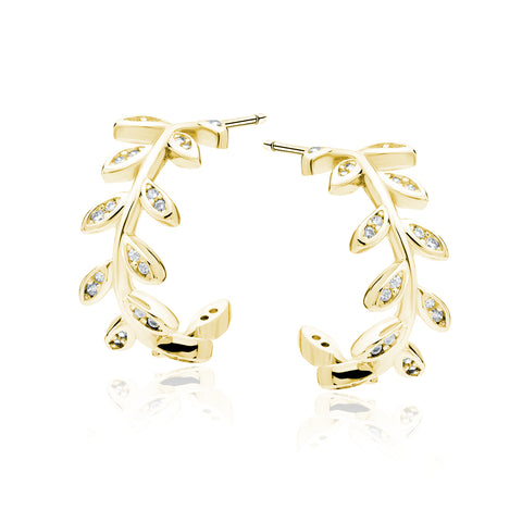 Leaf earrings with zirconia detail - Dilan Collective