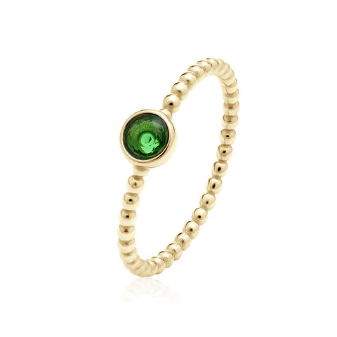Goud vergulde ring met groene zirconia