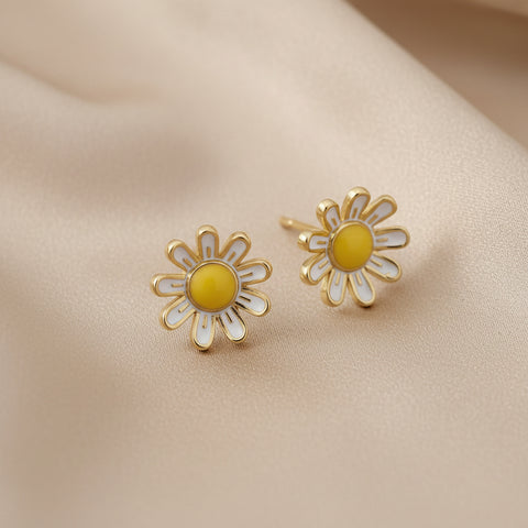 Vergulde madelief oorbellen voor kinderen