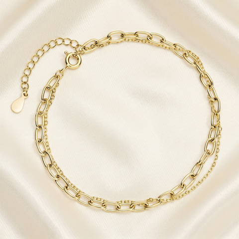 Refined double chain bracelet with layered design - Dilan Collective