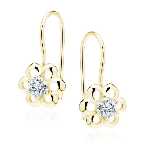 Gouden Bloem kinder oorhangers met schitterende kristal - Studio Mama