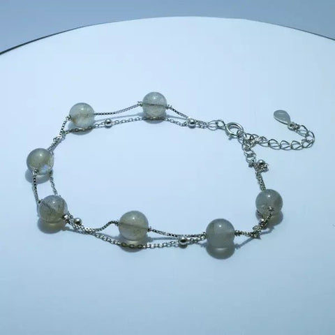 Armband Double Moon stone zilver - Studio Mama