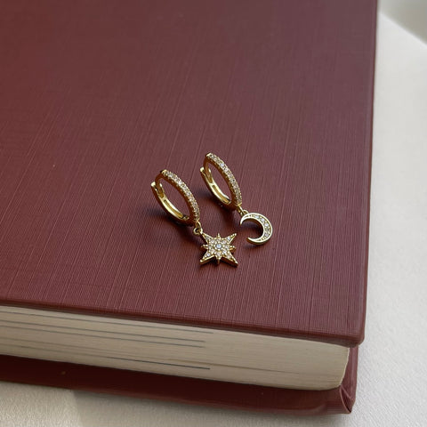 Earrings Moon &amp; Star gold