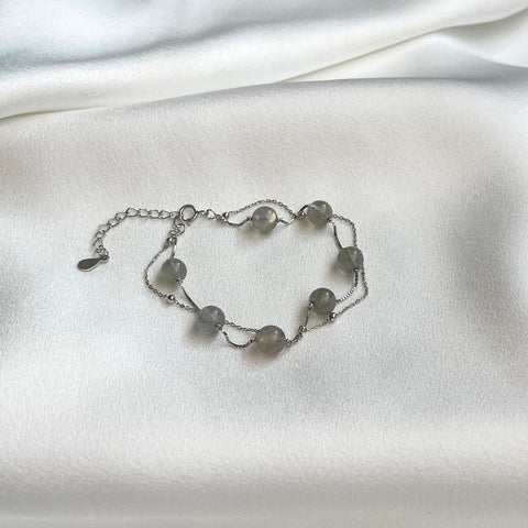 Armband Double Moon Stein Silber