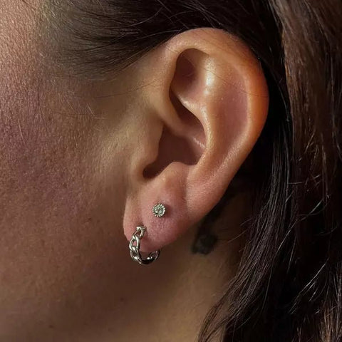 Oorbellen chain hoops zilver - Studio Mama