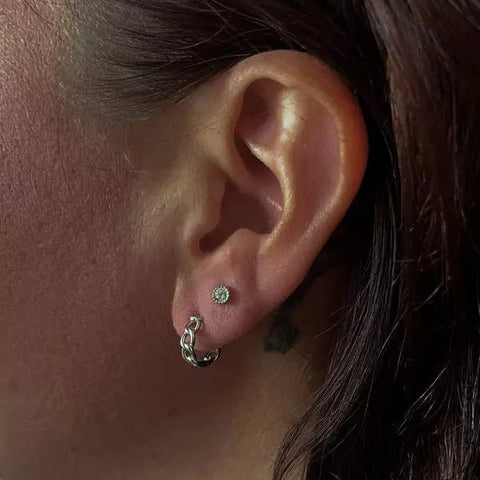 Oorbellen chain hoops zilver - Studio Mama