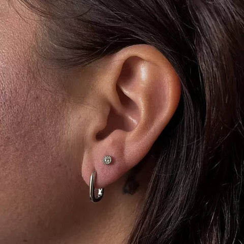 Oorbellen Minimalist square zilver - Studio Mama