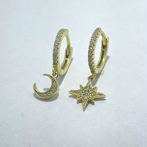 Oorbellen Moon & Star goud - Studio Mama