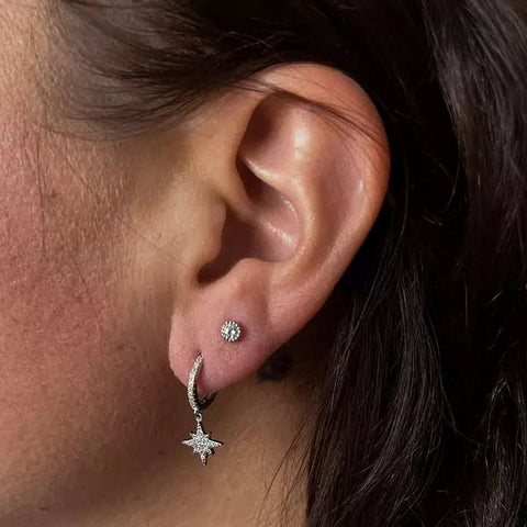 Oorbellen Moon & Star zilver - Studio Mama